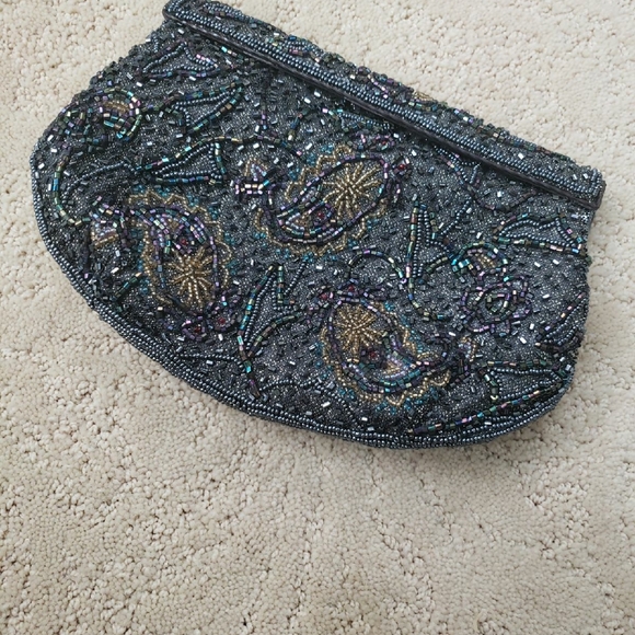 VINTAGE Lord And Taylor Black Beaded Handbag - Picture 9 of 12